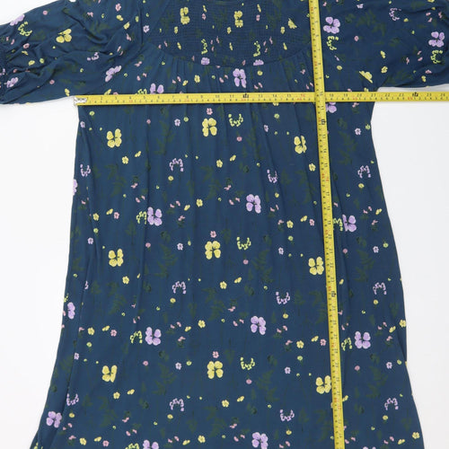 Next Women Blue Floral Shift Dress Size 20 3/4 Sleeve Spring