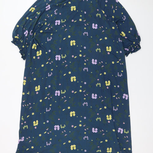 Next Women Blue Floral Shift Dress Size 20 3/4 Sleeve Spring
