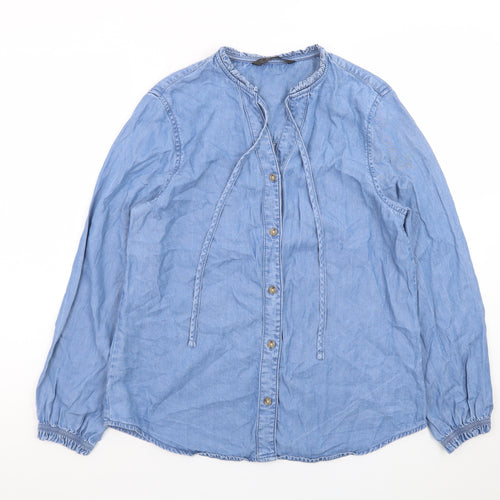 Dunnes Stores Women's Blue Lyocell Long Sleeve Tunic Blouse Size S