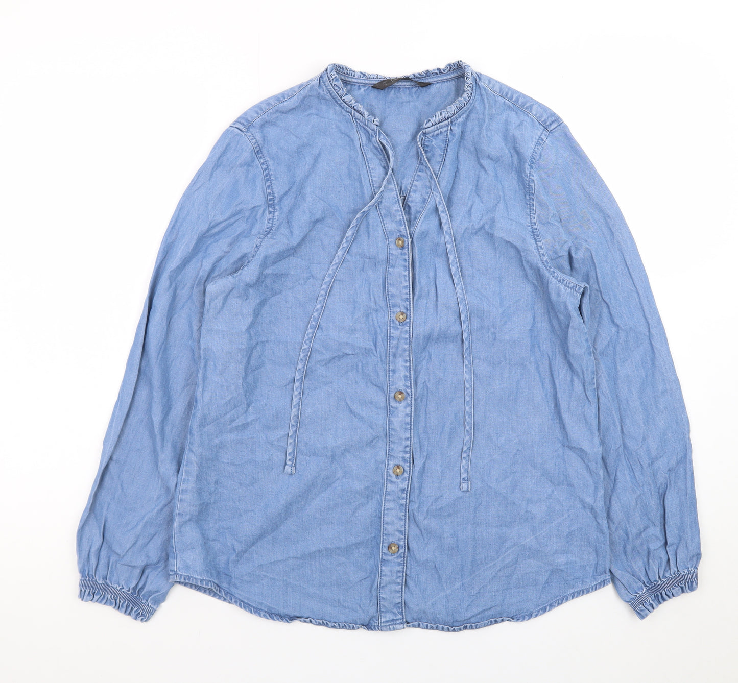 Dunnes Stores Women's Blue Lyocell Long Sleeve Tunic Blouse Size S