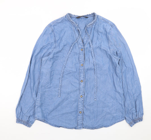 Dunnes Stores Women's Blue Lyocell Long Sleeve Tunic Blouse Size S