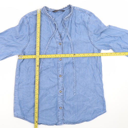 Dunnes Stores Women's Blue Lyocell Long Sleeve Tunic Blouse Size S