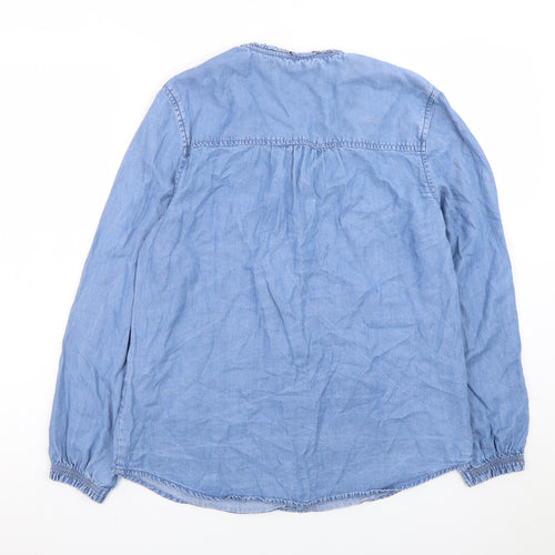 Dunnes Stores Women's Blue Lyocell Long Sleeve Tunic Blouse Size S