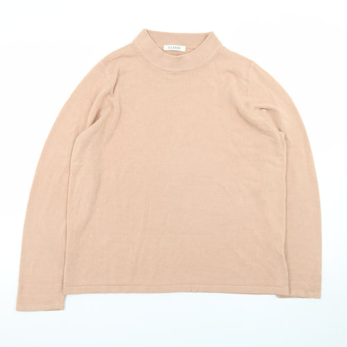 Marks and Spencer Women Beige Mock Neck Acrylic Jumper Size 16