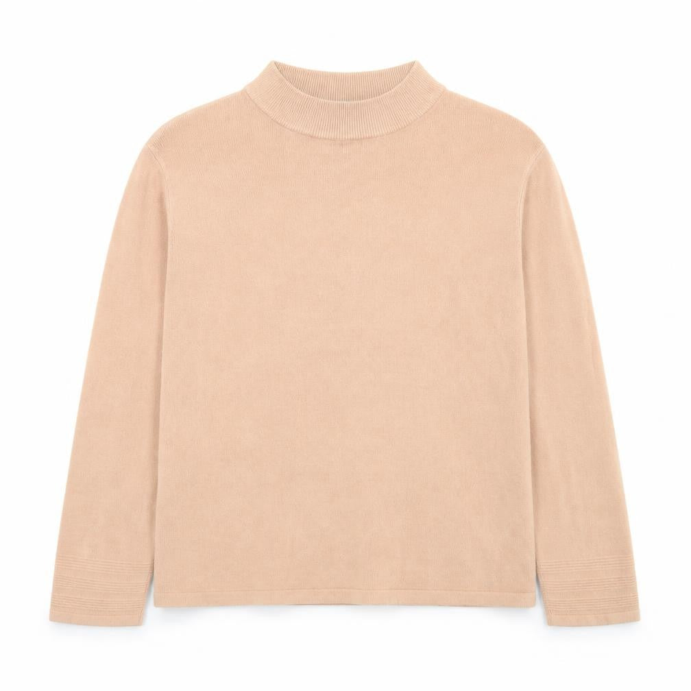 Marks and Spencer Women Beige Mock Neck Acrylic Jumper Size 16