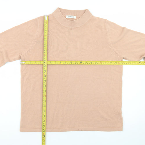 Marks and Spencer Women Beige Mock Neck Acrylic Jumper Size 16