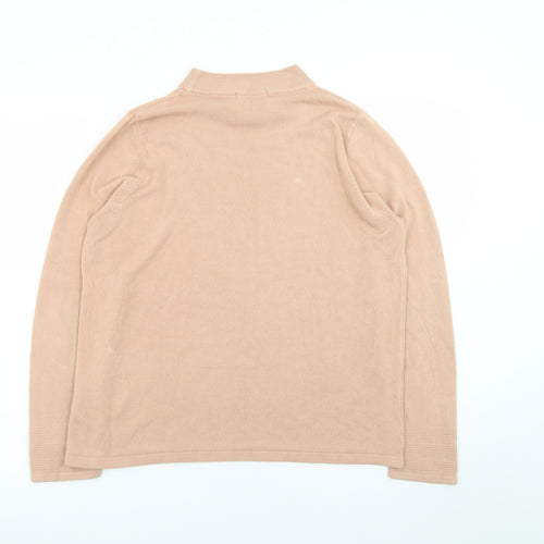 Marks and Spencer Women Beige Mock Neck Acrylic Jumper Size 16