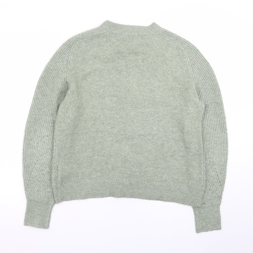 Marks and Spencer Women Green Medium Rib-Knit Cardigan