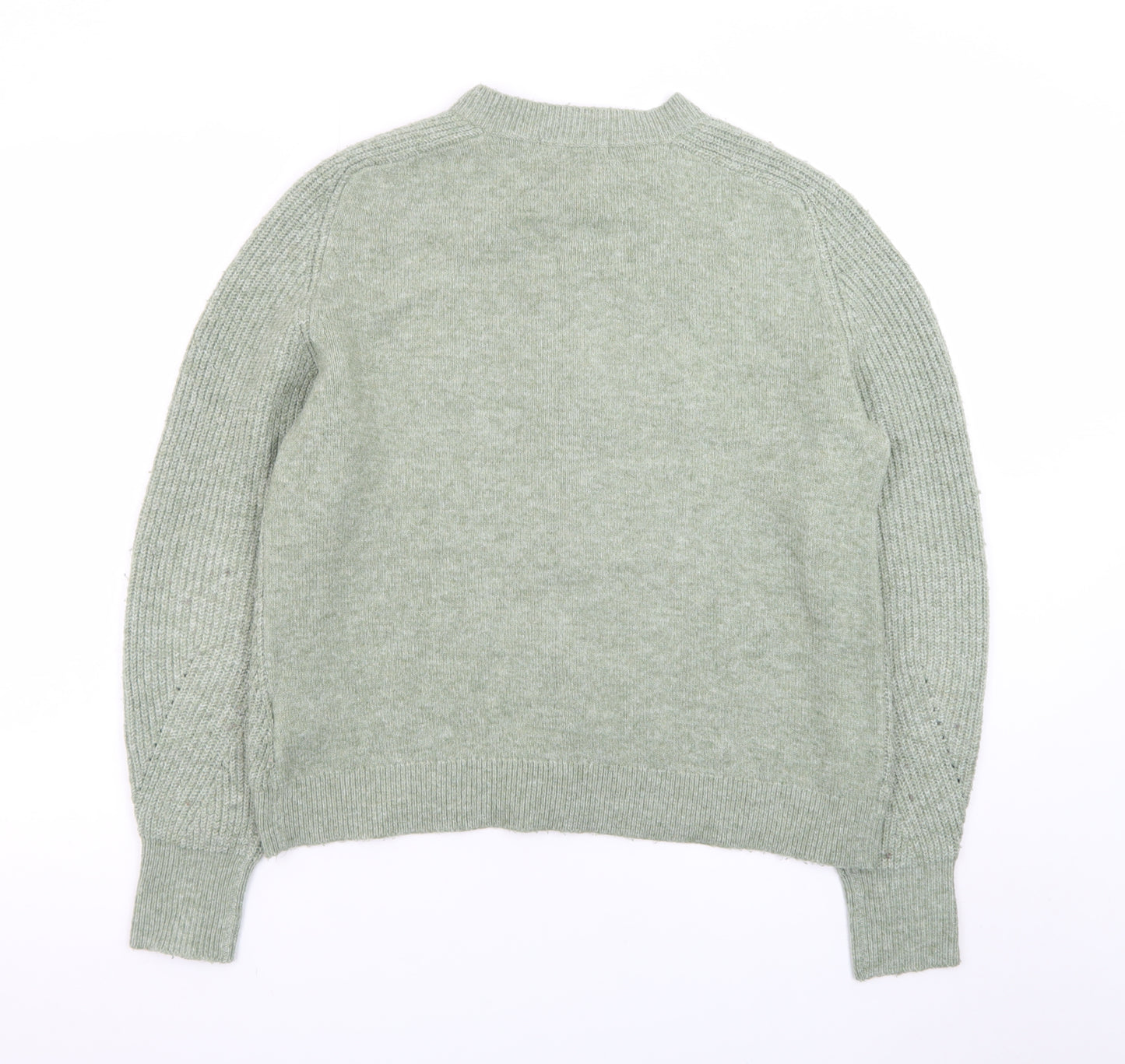 Marks and Spencer Women Green Medium Rib-Knit Cardigan