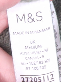 Marks and Spencer Women Green Medium Rib-Knit Cardigan