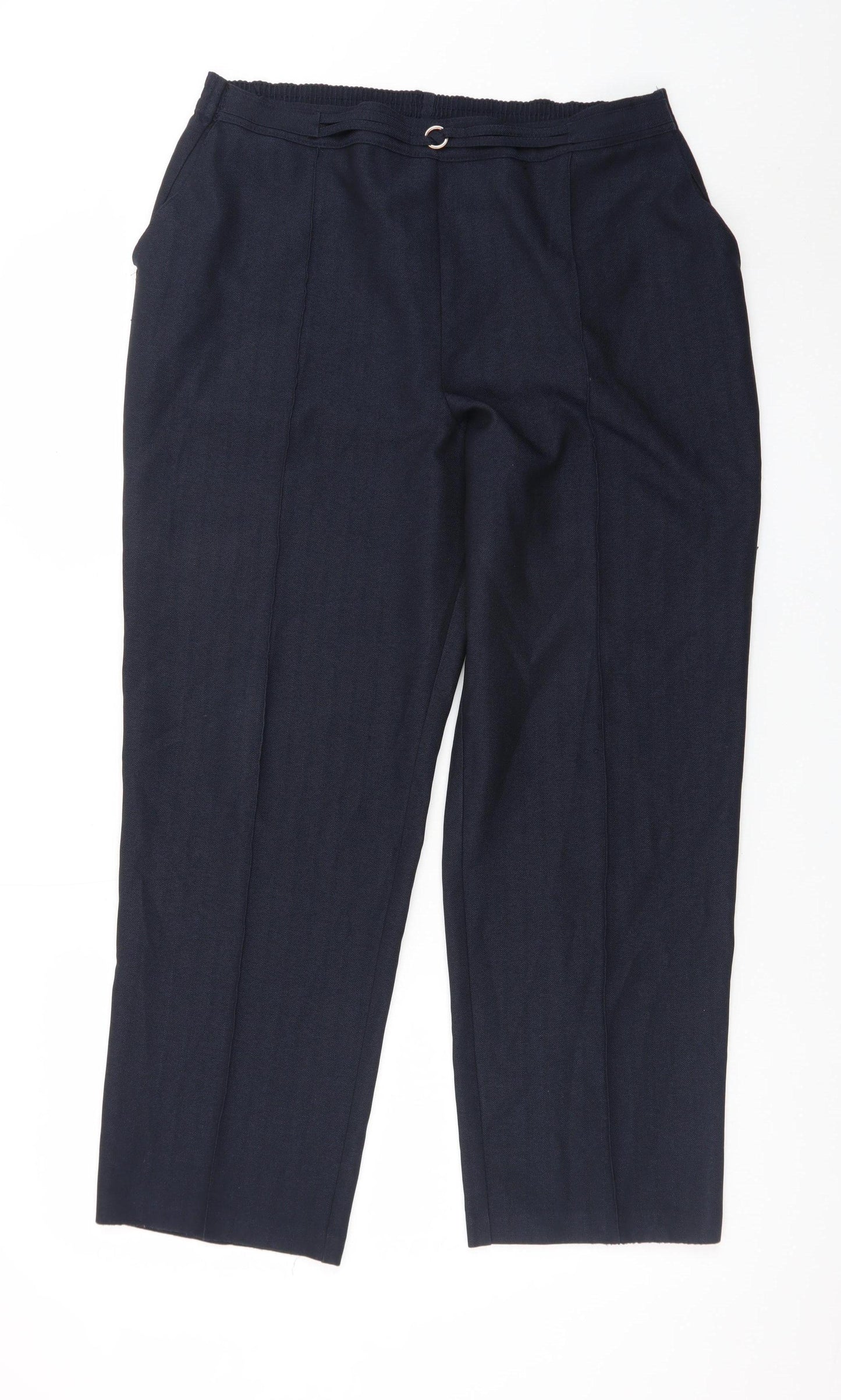 Marks and Spencer Women's Blue Size 14 Short Straight Trousers