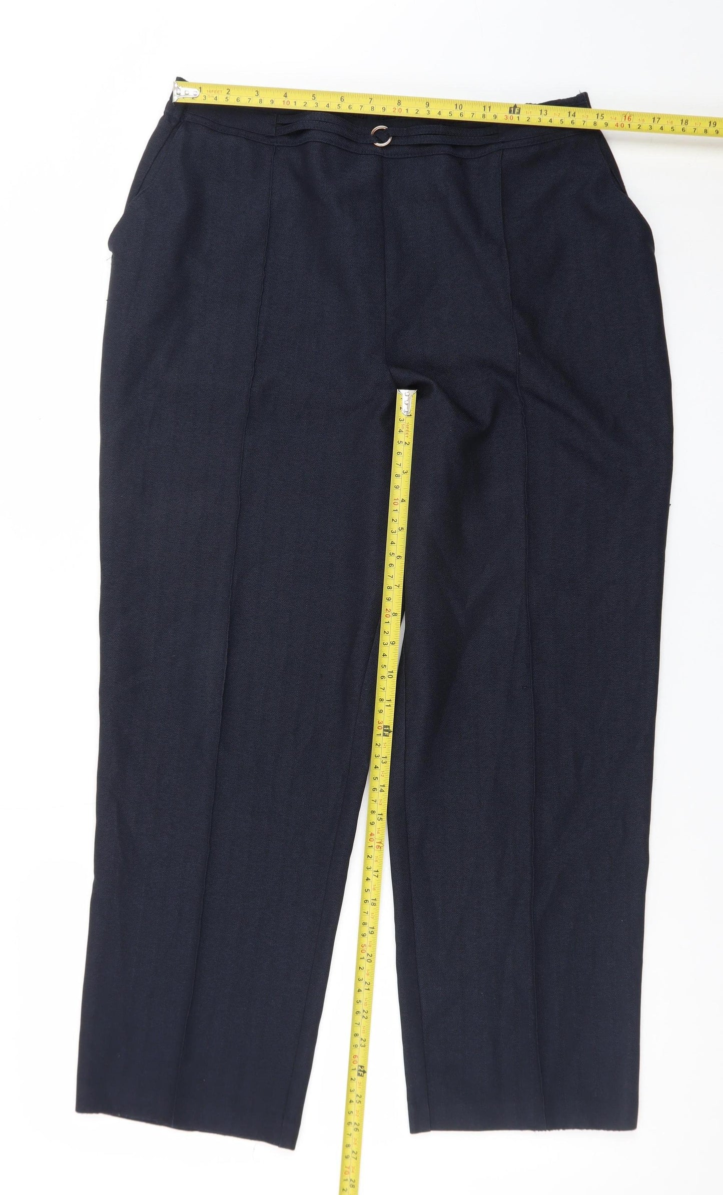 Marks and Spencer Women's Blue Size 14 Short Straight Trousers
