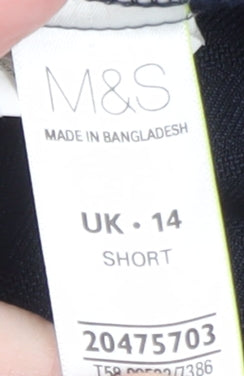 Marks and Spencer Women's Blue Size 14 Short Straight Trousers