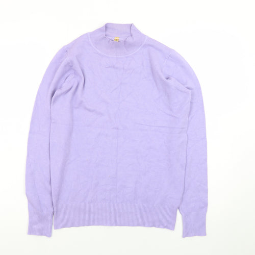 Emily Stacy Women Purple Mock Neck Pullover Jumper XL