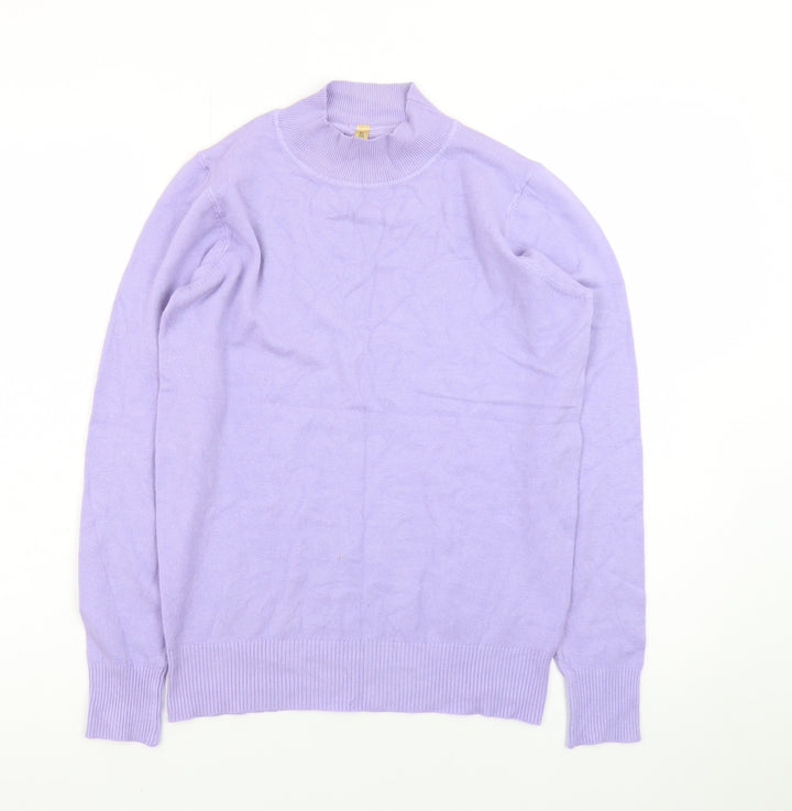 Emily Stacy Women Purple Mock Neck Pullover Jumper XL