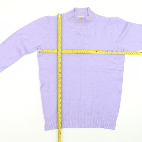 Emily Stacy Women Purple Mock Neck Pullover Jumper XL