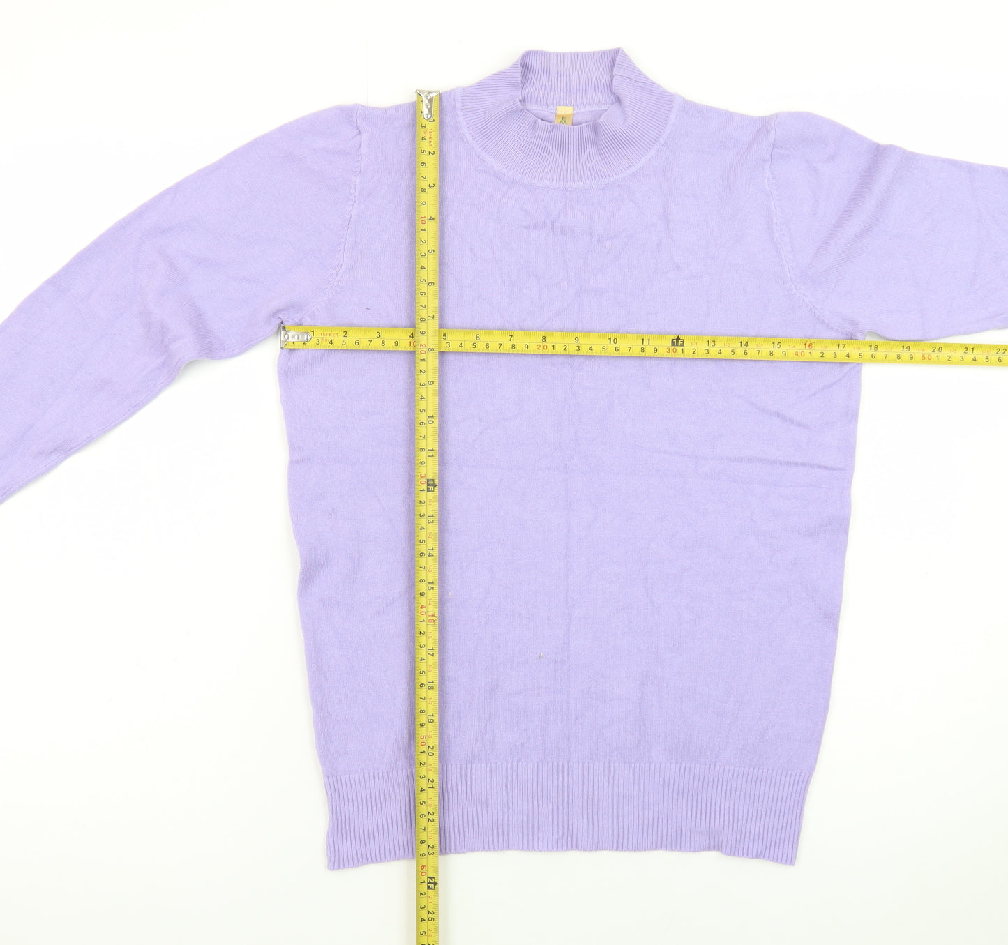 Emily Stacy Women Purple Mock Neck Pullover Jumper XL