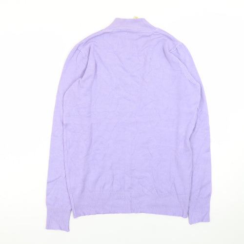Emily Stacy Women Purple Mock Neck Pullover Jumper XL