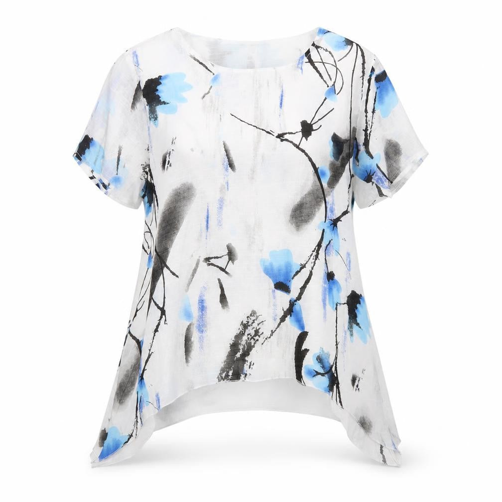 Front view of Mudflower women’s multicoloured floral tunic blouse xl