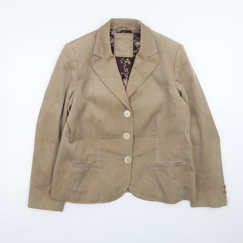 Klass Womens Beige Corduroy Blazer Jacket Size 16 Lined Smart Casual