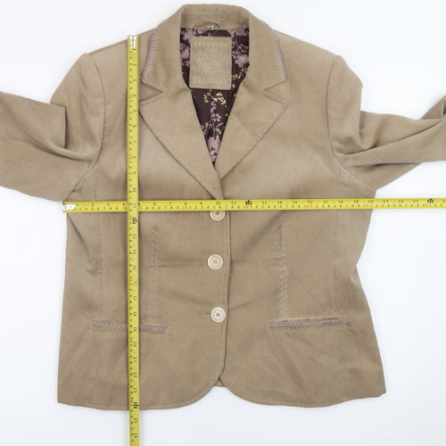 Klass Womens Beige Corduroy Blazer Jacket Size 16 Lined Smart Casual