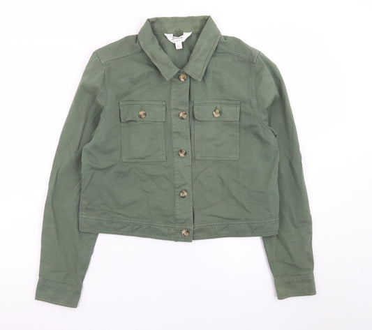 Miss Selfridge Women’s Green Cropped Cotton Denim Jacket UK 12