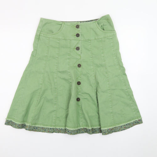 Marks and Spencer Women’s Green Cotton A-Line Button Skirt Size 10