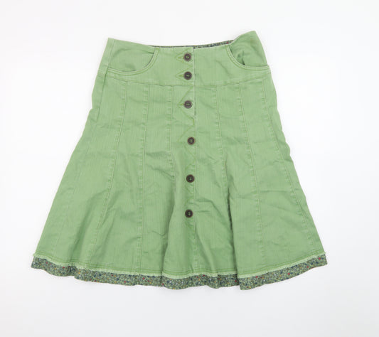 Marks and Spencer Women’s Green Cotton A-Line Button Skirt Size 10