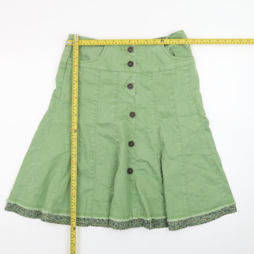 Marks and Spencer Women’s Green Cotton A-Line Button Skirt Size 10
