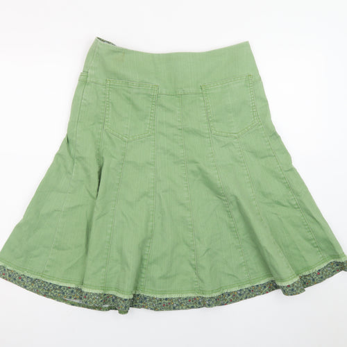 Marks and Spencer Women’s Green Cotton A-Line Button Skirt Size 10
