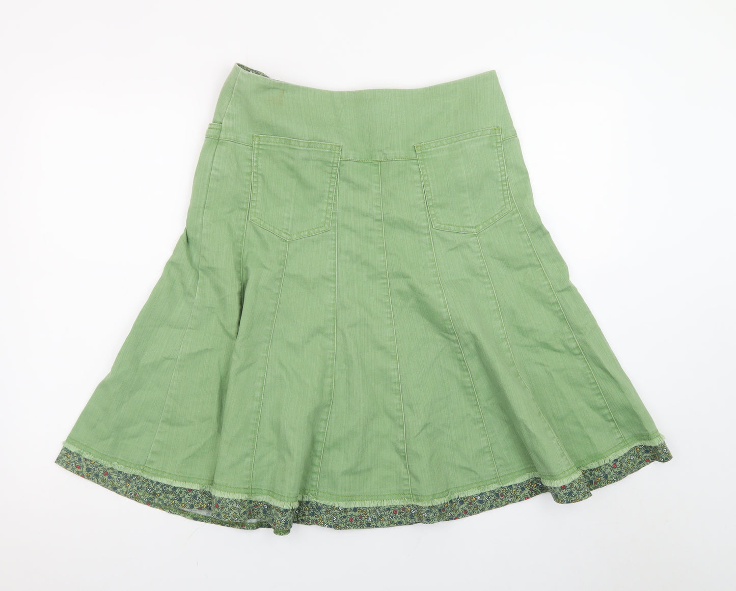 Marks and Spencer Women’s Green Cotton A-Line Button Skirt Size 10