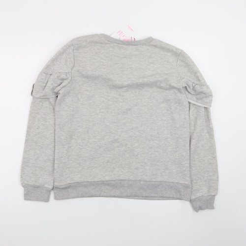 Savida Womens Grey Pearl Ruffle Long Sleeve Pullover Sweatshirt Size L