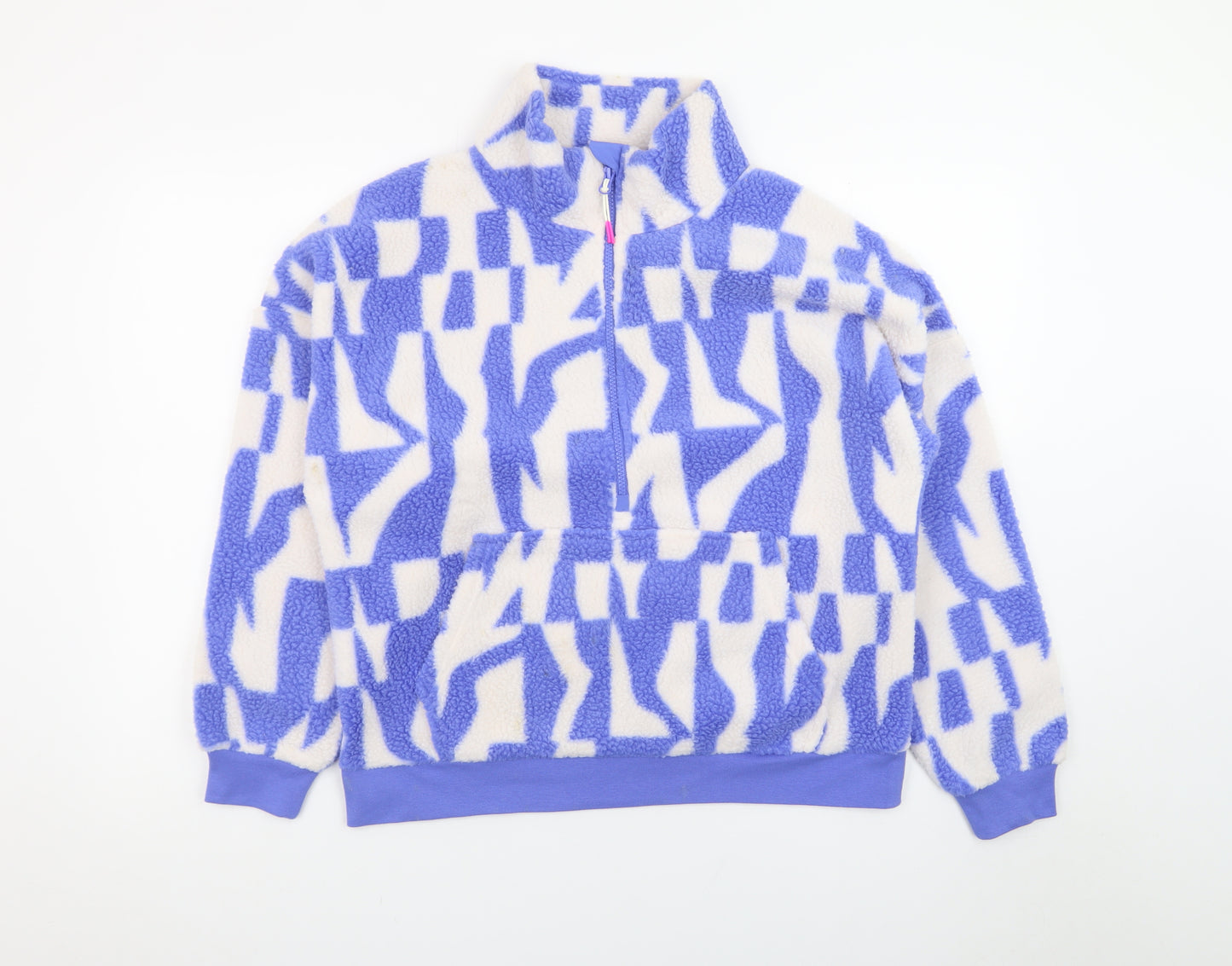 Dunnes Stores Womens Blue White Fleece Pullover Sweatshirt Small
