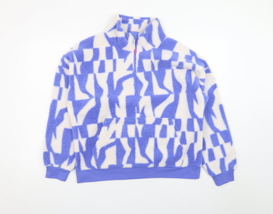 Dunnes Stores Womens Blue White Fleece Pullover Sweatshirt Small