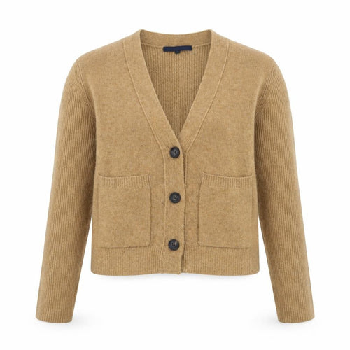 French Connection Women's Beige Wool Blend V-Neck Cardigan Size S