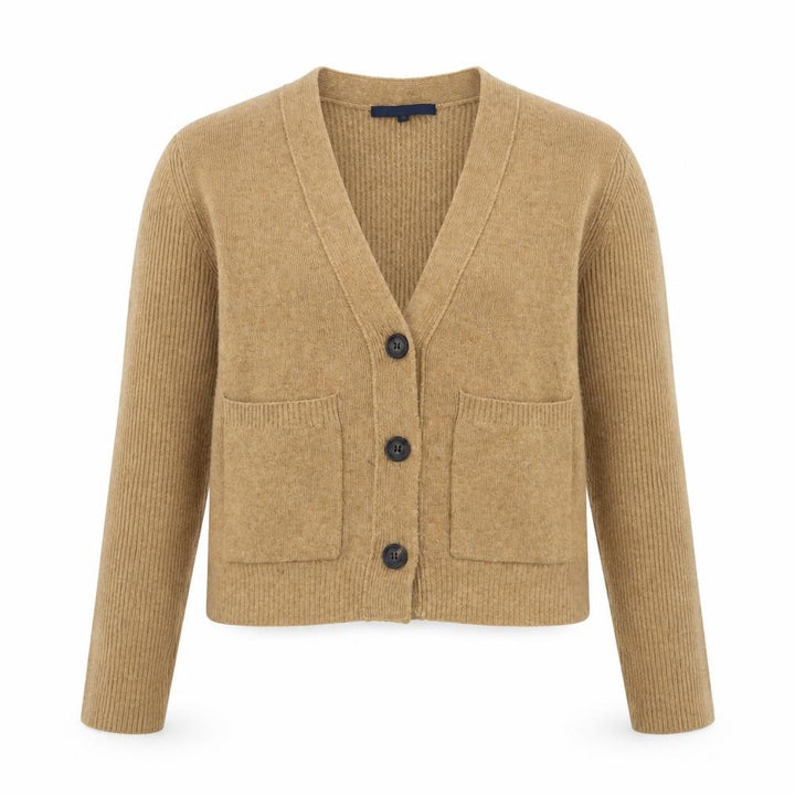 French Connection Women's Beige Wool Blend V-Neck Cardigan Size S