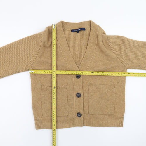 French Connection Women's Beige Wool Blend V-Neck Cardigan Size S