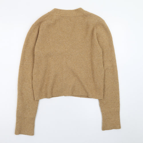 French Connection Women's Beige Wool Blend V-Neck Cardigan Size S
