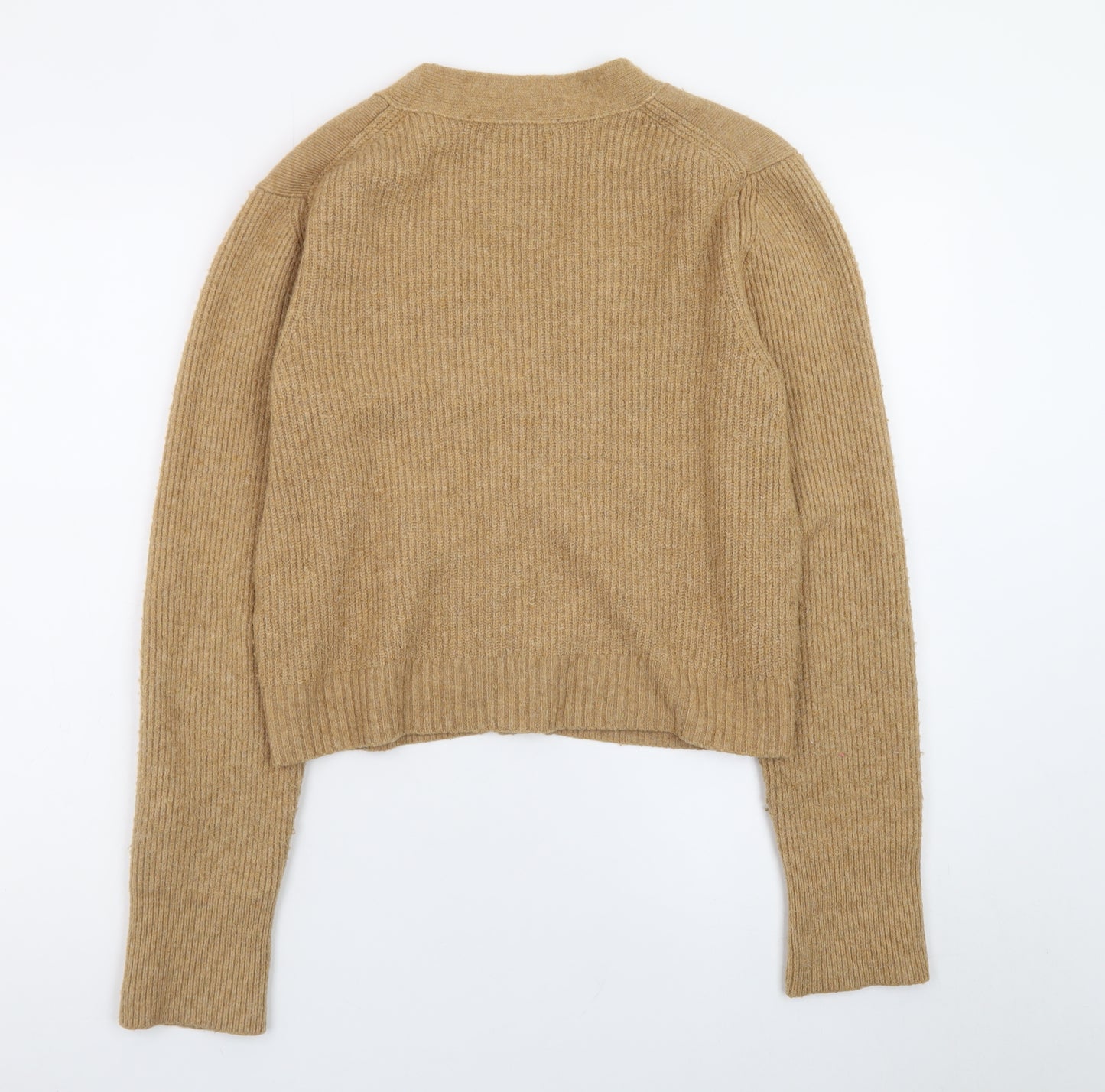 French Connection Women's Beige Wool Blend V-Neck Cardigan Size S