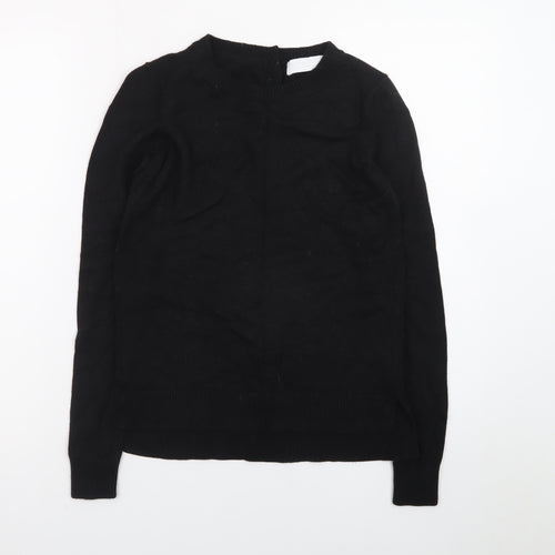 The White Company Women's Black Wool Blend Crew Neck Jumper Size 6