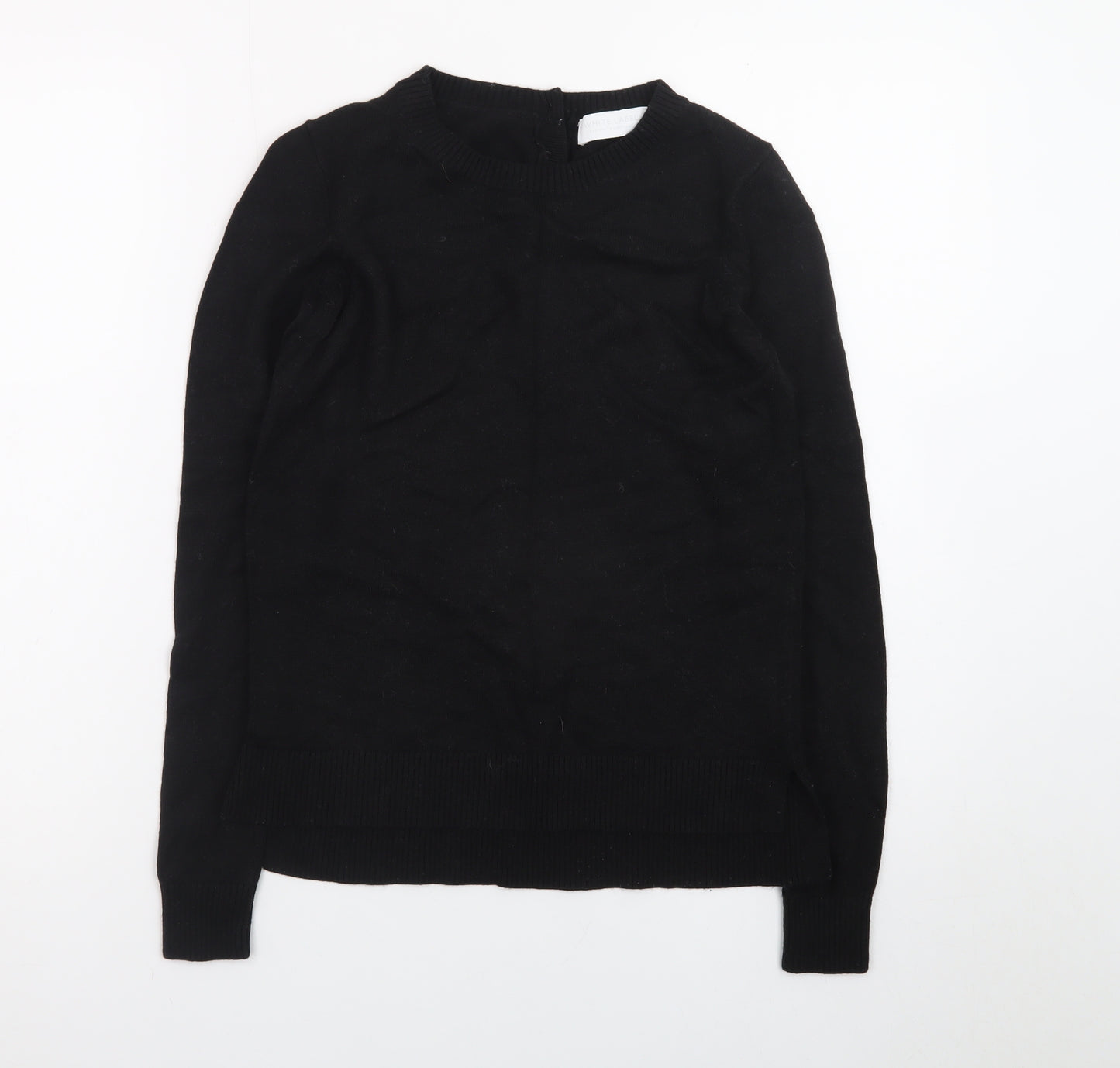 The White Company Women's Black Wool Blend Crew Neck Jumper Size 6