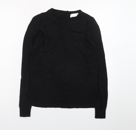 The White Company Women's Black Wool Blend Crew Neck Jumper Size 6