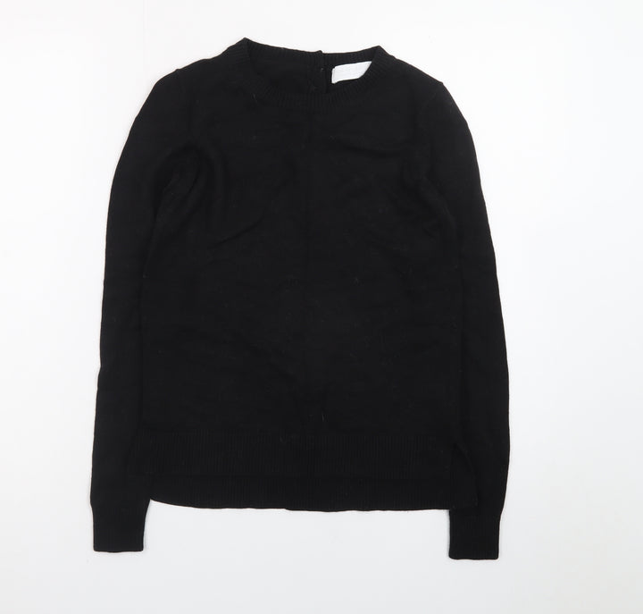 The White Company Women's Black Wool Blend Crew Neck Jumper Size 6