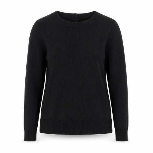 The White Company Women's Black Wool Blend Crew Neck Jumper Size 6