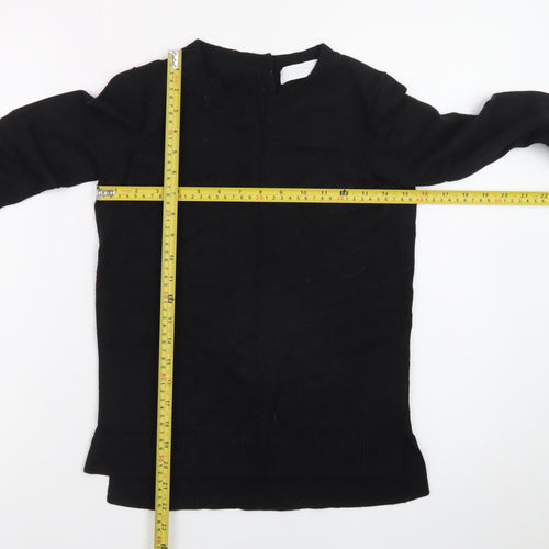 The White Company Women's Black Wool Blend Crew Neck Jumper Size 6