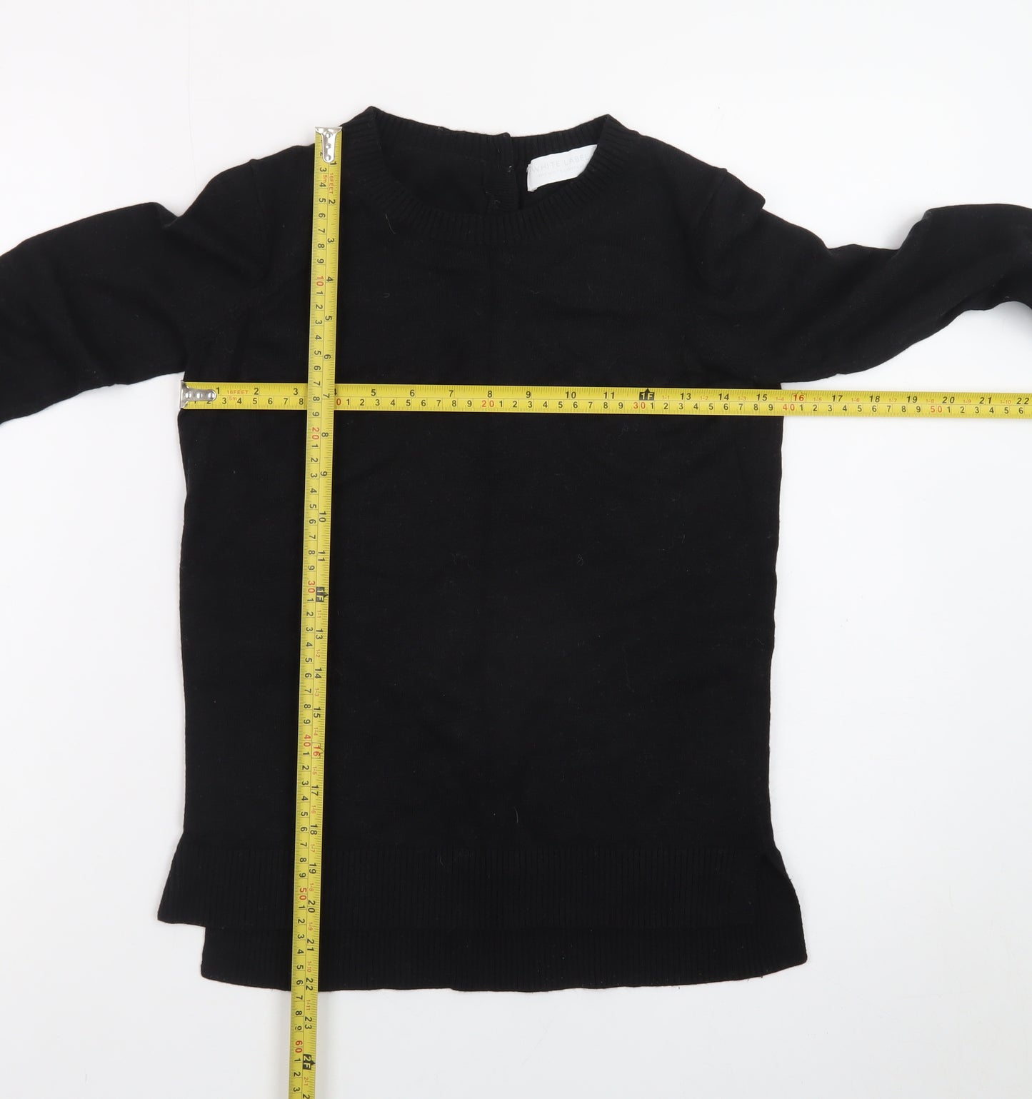The White Company Women's Black Wool Blend Crew Neck Jumper Size 6
