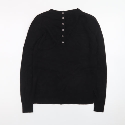 The White Company Women's Black Wool Blend Crew Neck Jumper Size 6