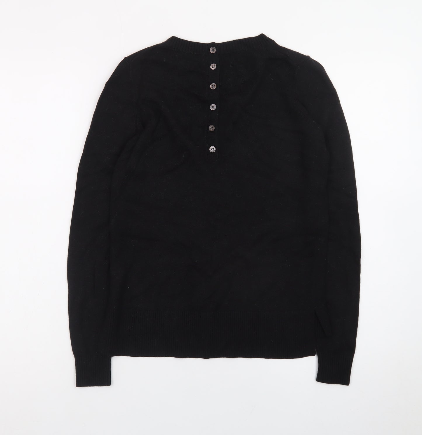 The White Company Women's Black Wool Blend Crew Neck Jumper Size 6