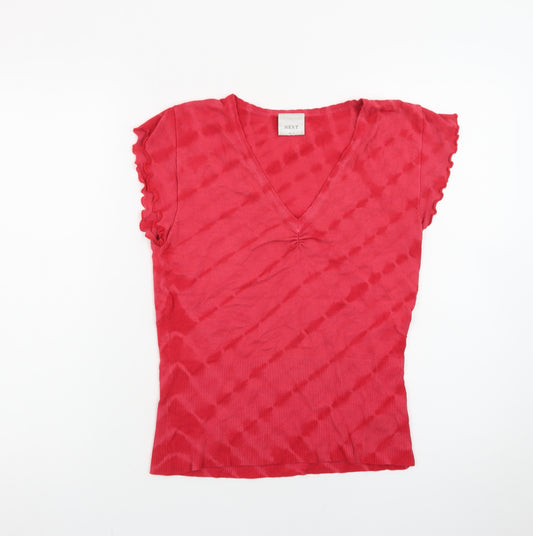 Next Women Red V-Neck Short Sleeve Slim Knit Jumper UK 12