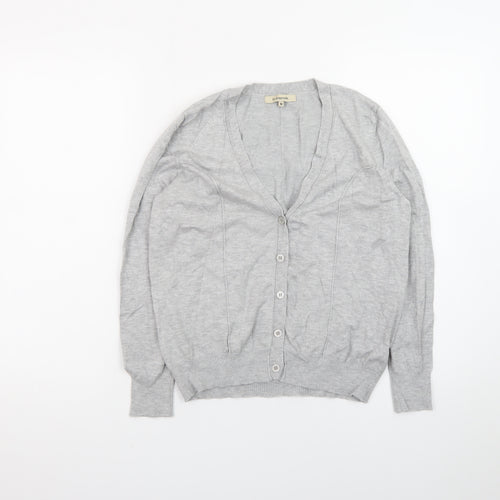 La Leggenda Womens Grey Cardigan V-Neck Knit Jumper M